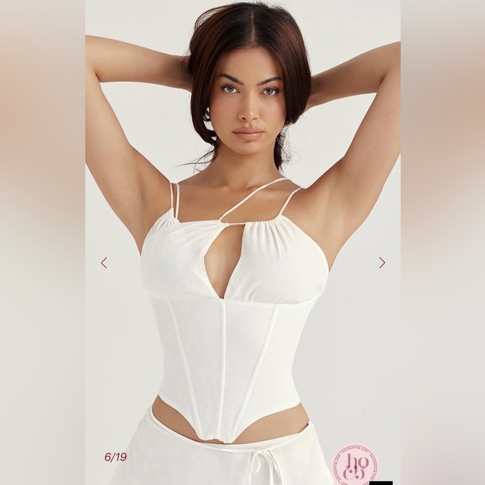 ❤️🔥Firm Price❤️🔥House of CB ORLA White Chiffon Strappy Corset